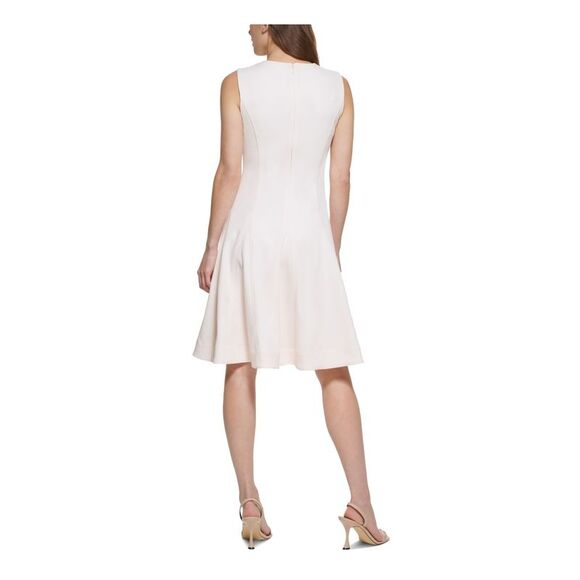 NWT CALVIN KLEIN Womens Pink Fitted Flounce Skirt Sleeveless Dress Petites 6P - Picture 2 of 5